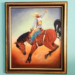 Origional Art Oil Painting 'The Bronco Rider'